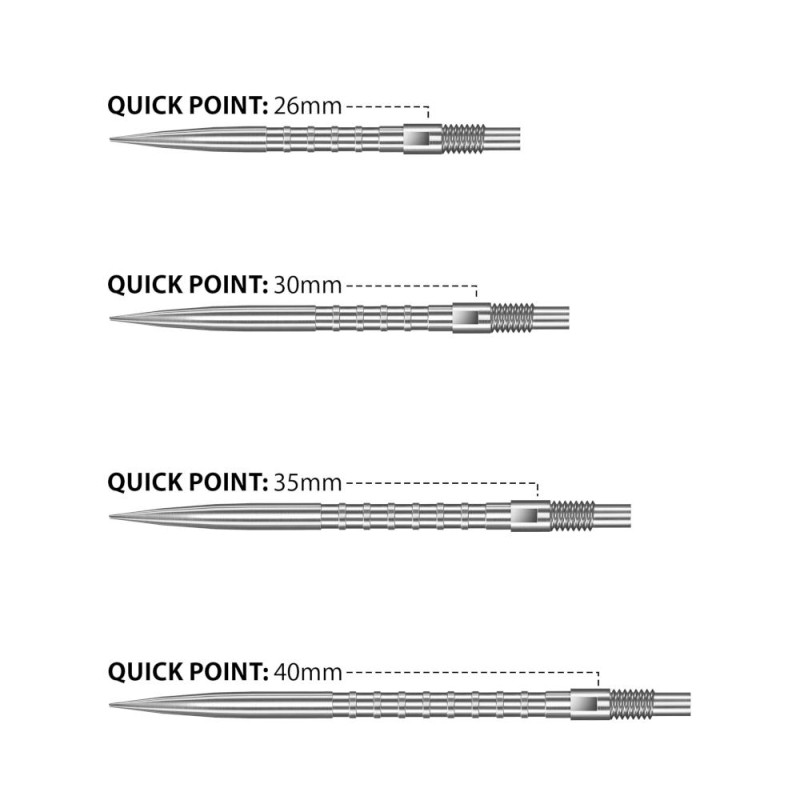Quick Points HM Grip dart points - Silver