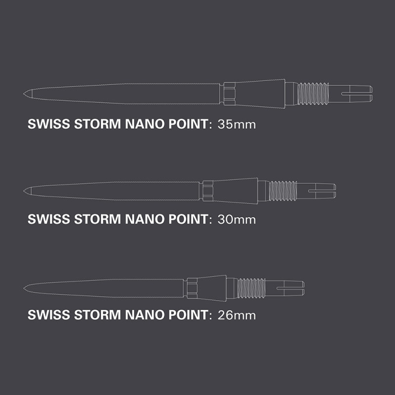 Swiss Storm Nano Point šautriņu adatas - Sudraba