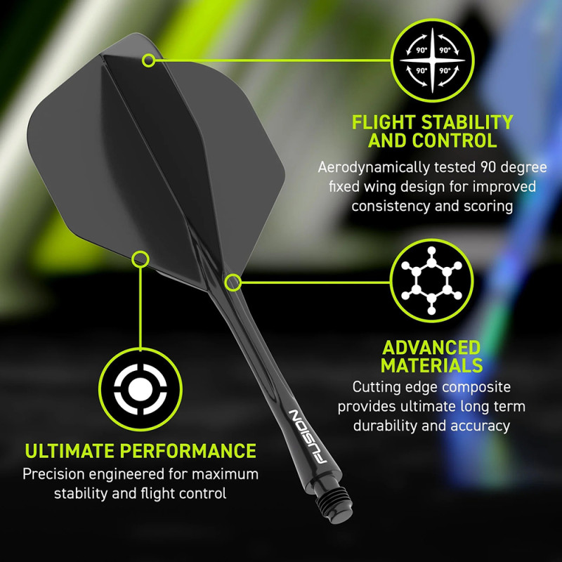 Winmau Fusion astītes ar spārniem - Shape 06 - Melnas
