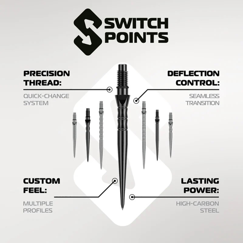 Switch Point Smooth šautriņu adatas - Melnas
